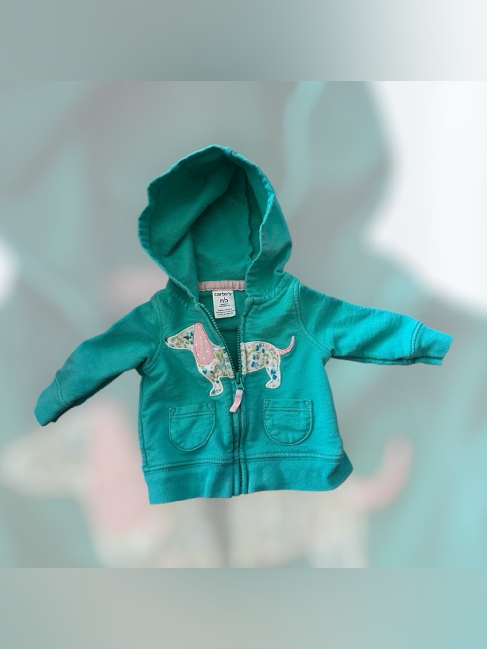 Carter's Hoodie For infant - Size newborn - Green - Weiner/Sausage Dog